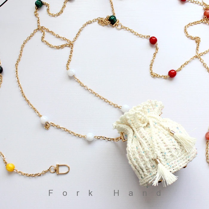 夏日时尚风糖果珠斜背金属链包带