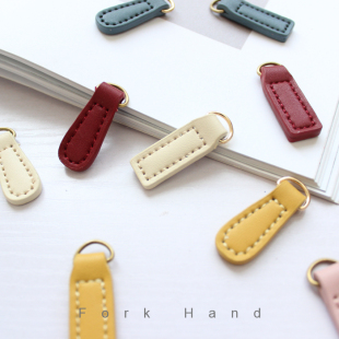 手工包diy若山雅子圆头方形拉链头拉链配件真皮拉片拉坠皮拉锁头