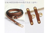 Коричневый без перфорации (мини-размер)-золото + ремешок через плечо