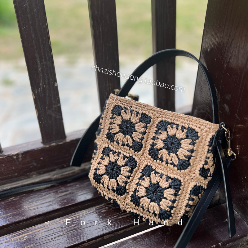叉子手工春夏拼花棉草手拎包diy钩针棉草包配件手挽斜背套装,服饰配件/皮带/帽子/围巾,DIY编织材料包,淘宝优惠券,粉丝福利购,淘宝优惠卷