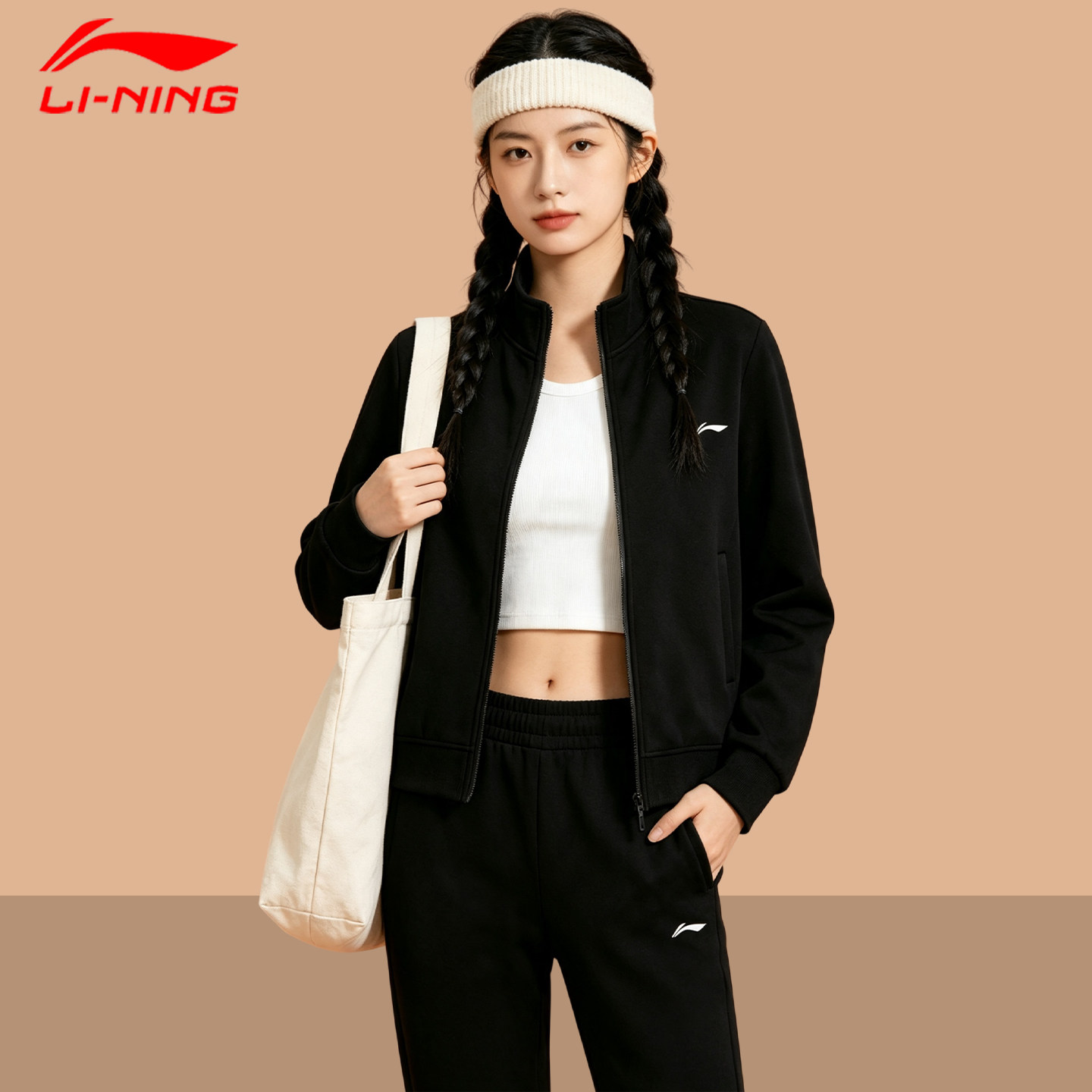 李宁春秋季外套女立领夹克卫衣图片