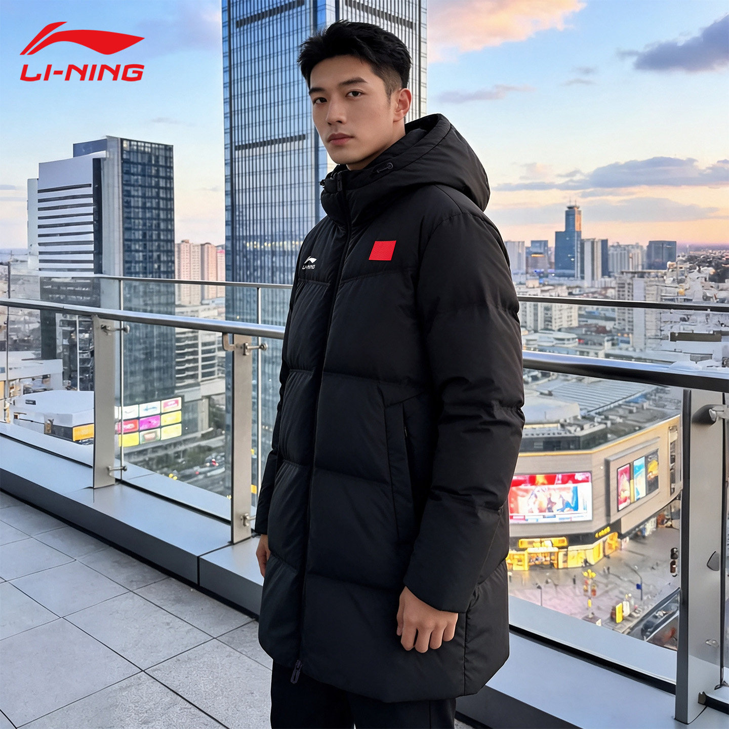 李宁羽绒服男款冬季中长款2026新款青少年鸭绒新国标旗款正品