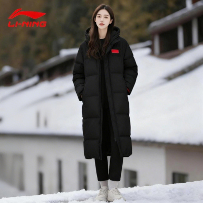 李宁女生羽绒服长款2025冬装羽绒