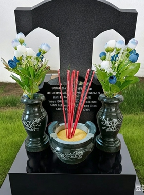 石雕香炉寺庙香炉天然青石圆形带耳朵室内户外防冻裂防雨石雕香炉
