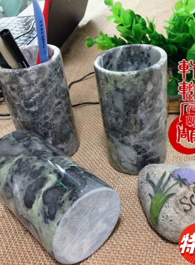 七彩笔筒摆件石雕工艺品特价包邮