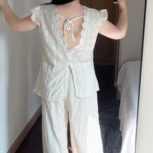 夏新款 300斤宽松镂空睡衣女两件套装 性感漏背家居服a 胖mm2 加大码