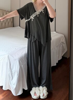 莫代尔睡衣女大码两件套宽松胖MM300斤家居服春夏薄款高级感女士