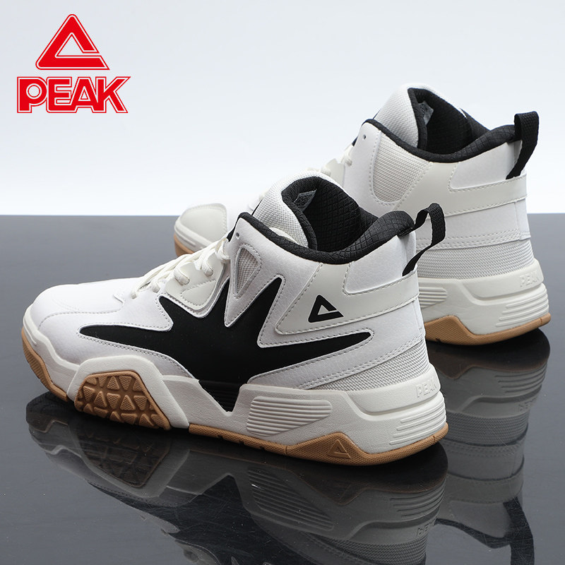 匹克男鞋秋冬男生板鞋男款青少年黑白运动鞋软底高帮男士休闲鞋子
