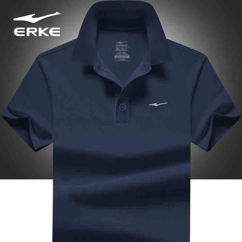 鸿星尔克polo衫男士短袖深蓝色
