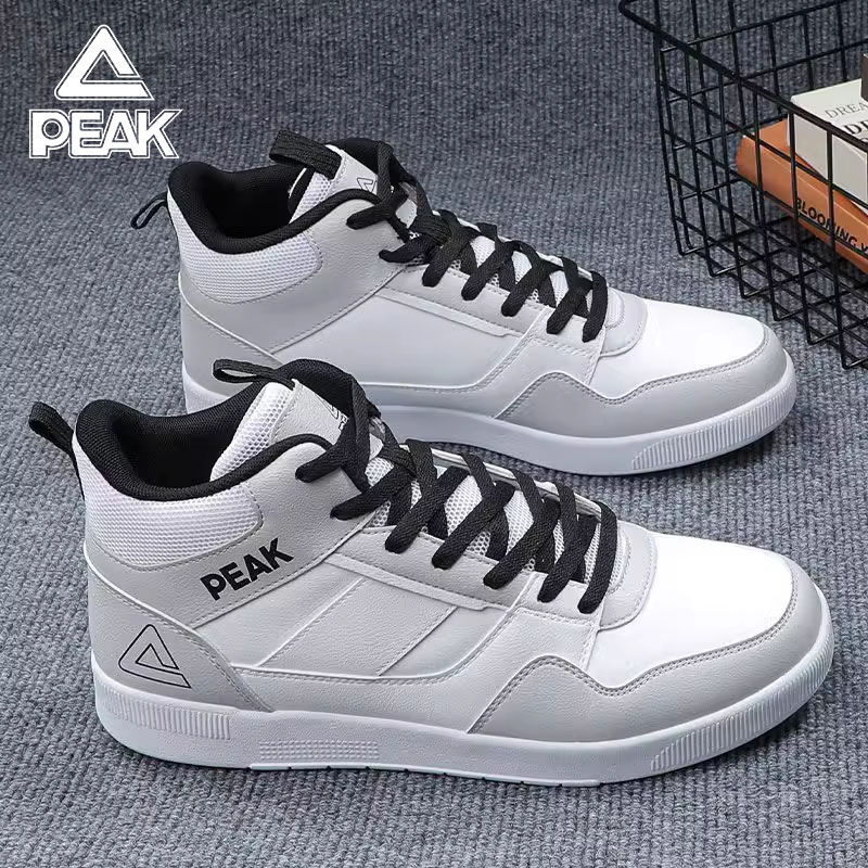 匹克板鞋男高帮白色休闲鞋