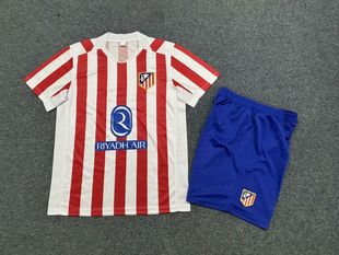 马竞短袖足球训练服套装定制男女生25-26新红白宽松运动踢球比赛