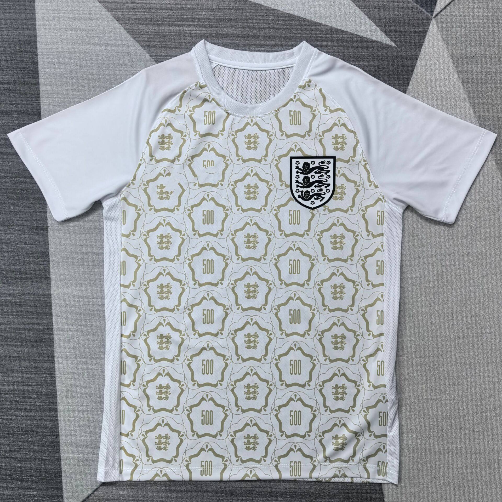 英格兰夏季足球训练服上衣2627款白色定制男生运动速干跑步比赛服
