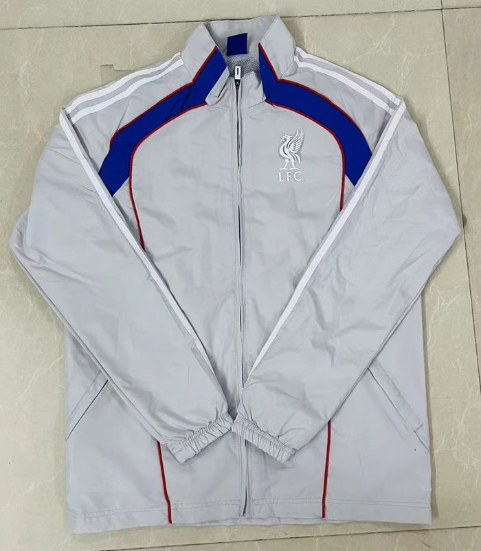 浅灰长袖防水风衣球衣男2526新款足球训练服出场热身运动服