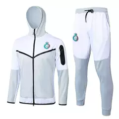 Light Gray Hooded Riyadh Long-Sleeved Jersey Jacket 2425 Fleece-Lined Football Training Men's Autumn and Winter Sports Warm-Up Running