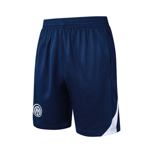 国米复古足球训练短裤宝蓝色拉链口袋男生25-26新款宽松运动跑步