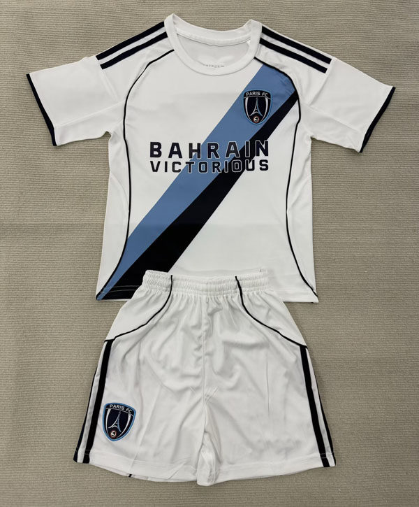 巴黎fc复古白色短袖球衣男套装2526冷门足球服定制印号字运动队服