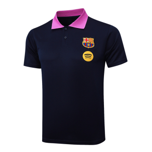 巴萨宝蓝色短袖足球服训练上衣POLO领男宽松2526新款运动健身踢球