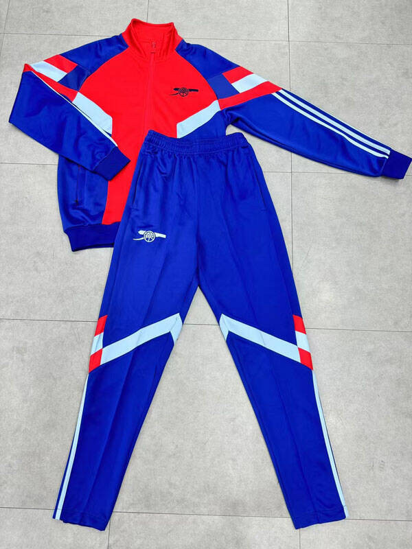 复古长袖球衣套装宝蓝色足球训练出场男24秋冬热身踢球健身