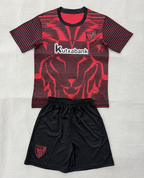 毕尔巴鄂冷门球衣短袖红色足球训练服男套装定制2526速干运动健身