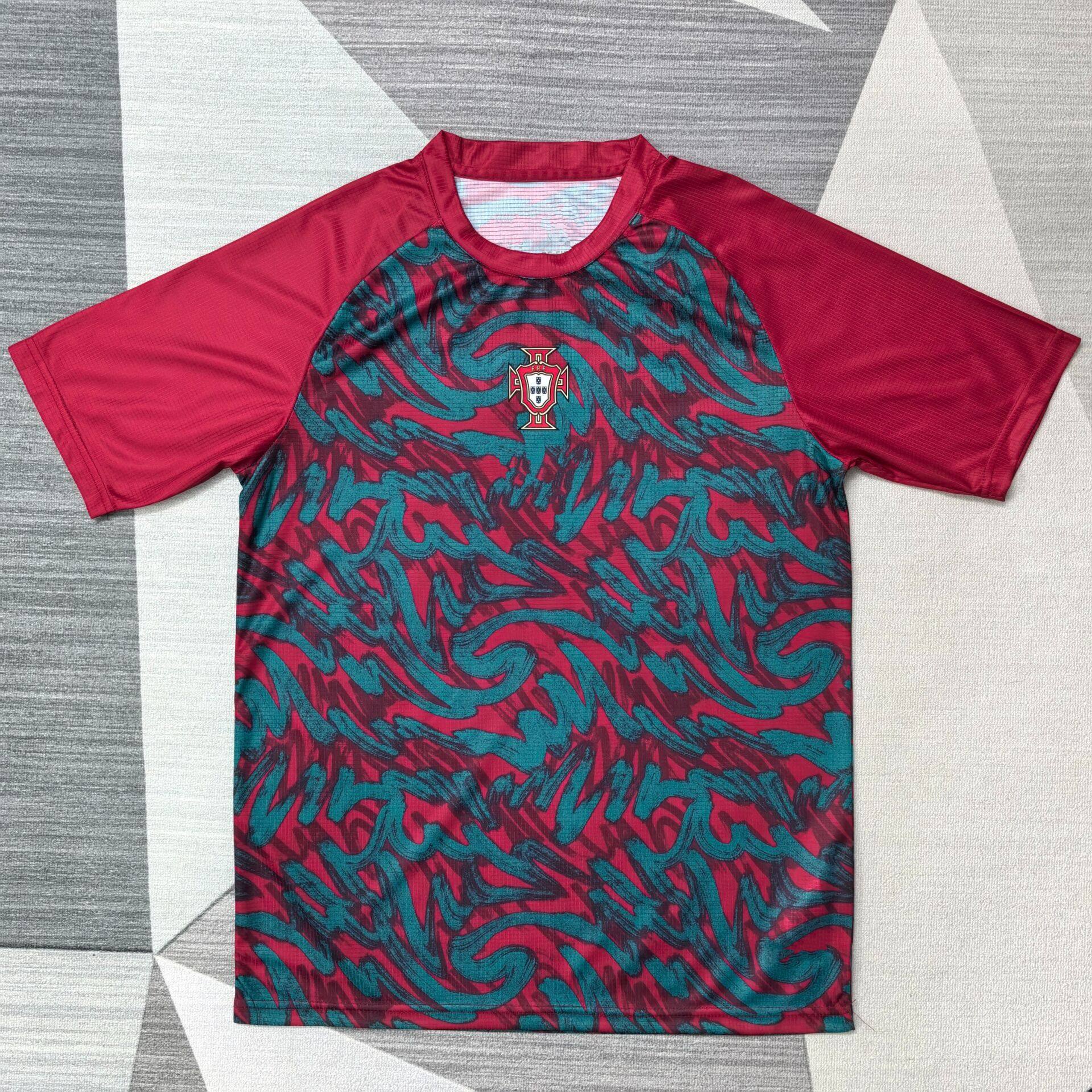 葡萄牙夏季足球训练服球衣2627款男女定制红蓝色速干健身运动比赛