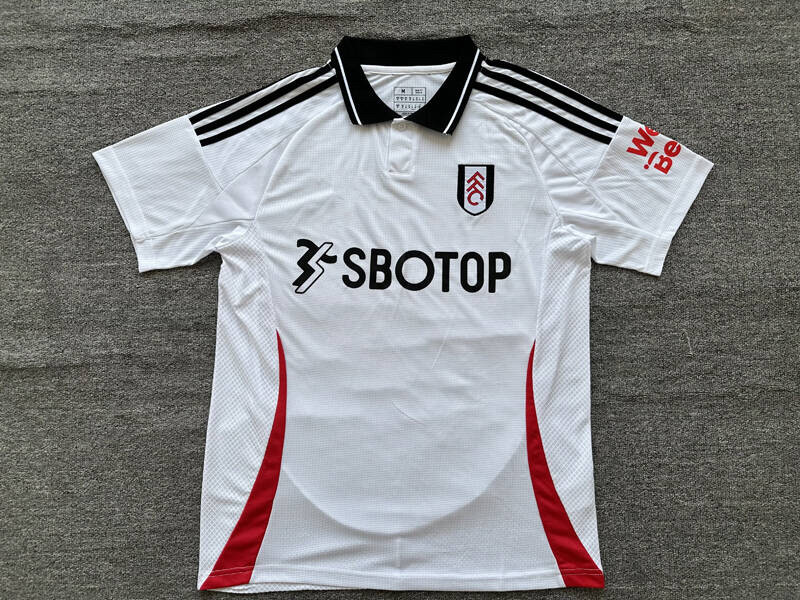 2425富勒姆短袖冷偏门球衣翻领白色男定制足球训练服踢球健身运动