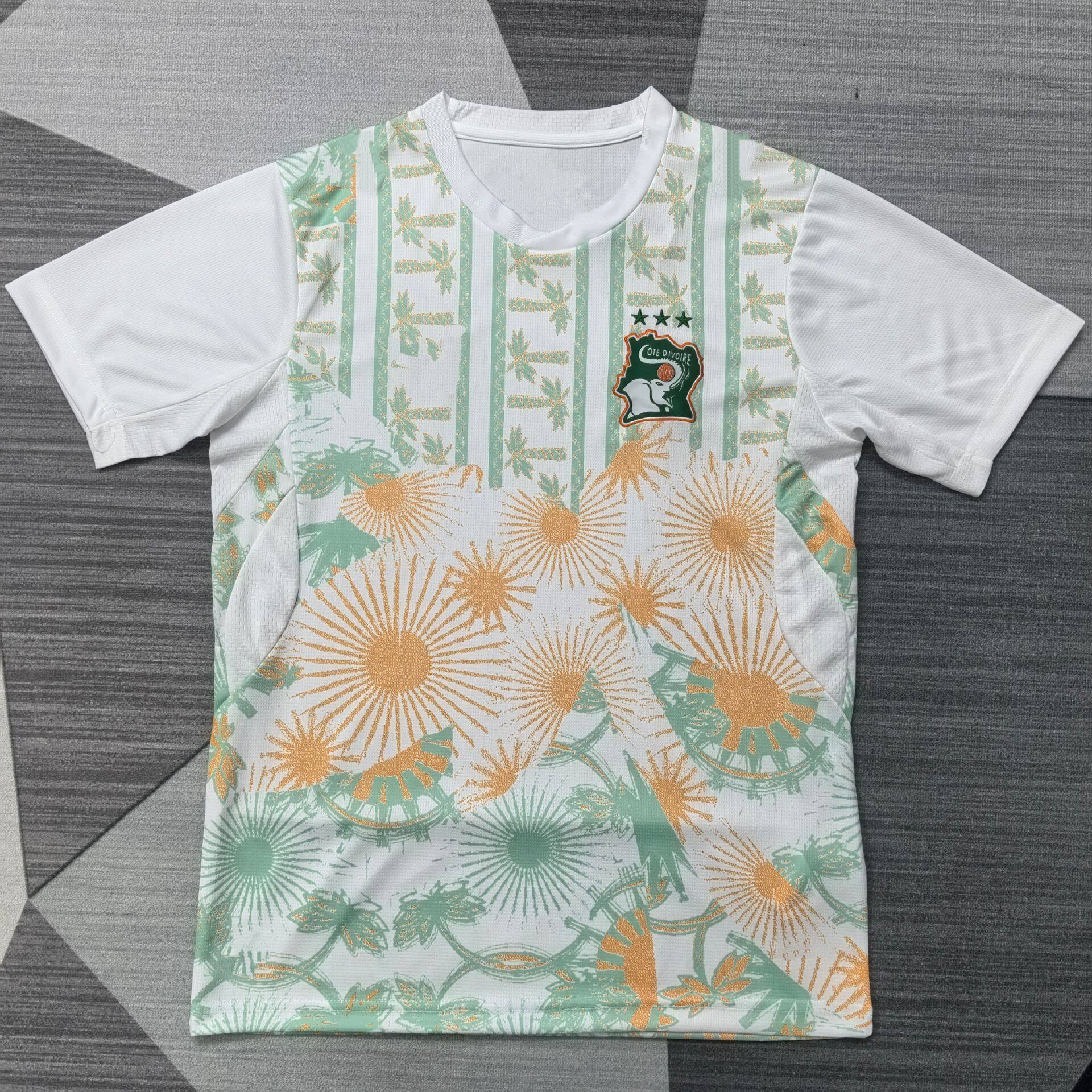 科特迪瓦2627新款足球训练服球衣白绿色定制男女冷门运动速干比赛