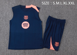 巴萨红蓝无袖球衣男背心2526足球训练服速干健身跑步短裤运动队服
