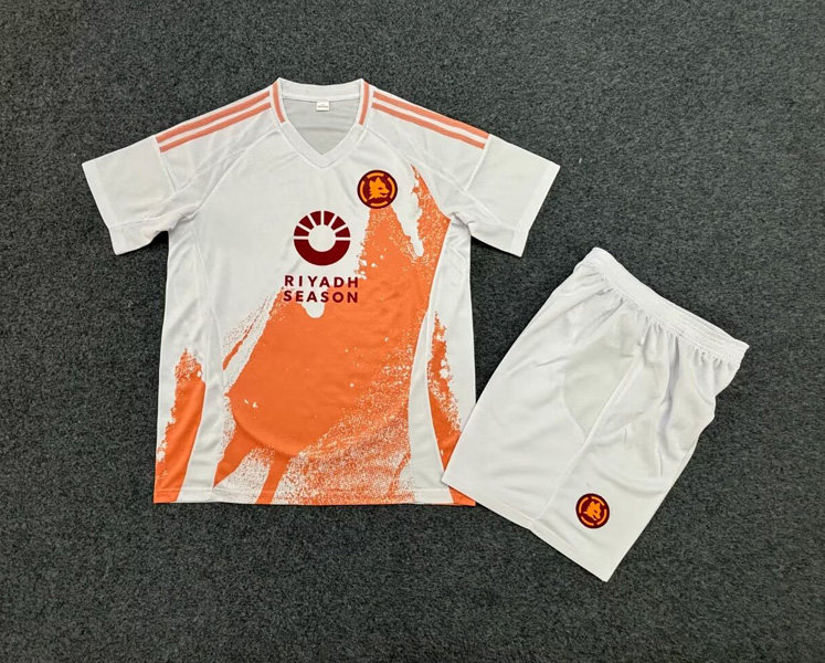 罗马冷门白色足球短袖训练服套装25赛季男女定制速干学校运动比赛