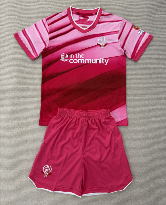 博尔顿粉色冷门短袖球衣男2526新款足球训练服定制印号字速干队服