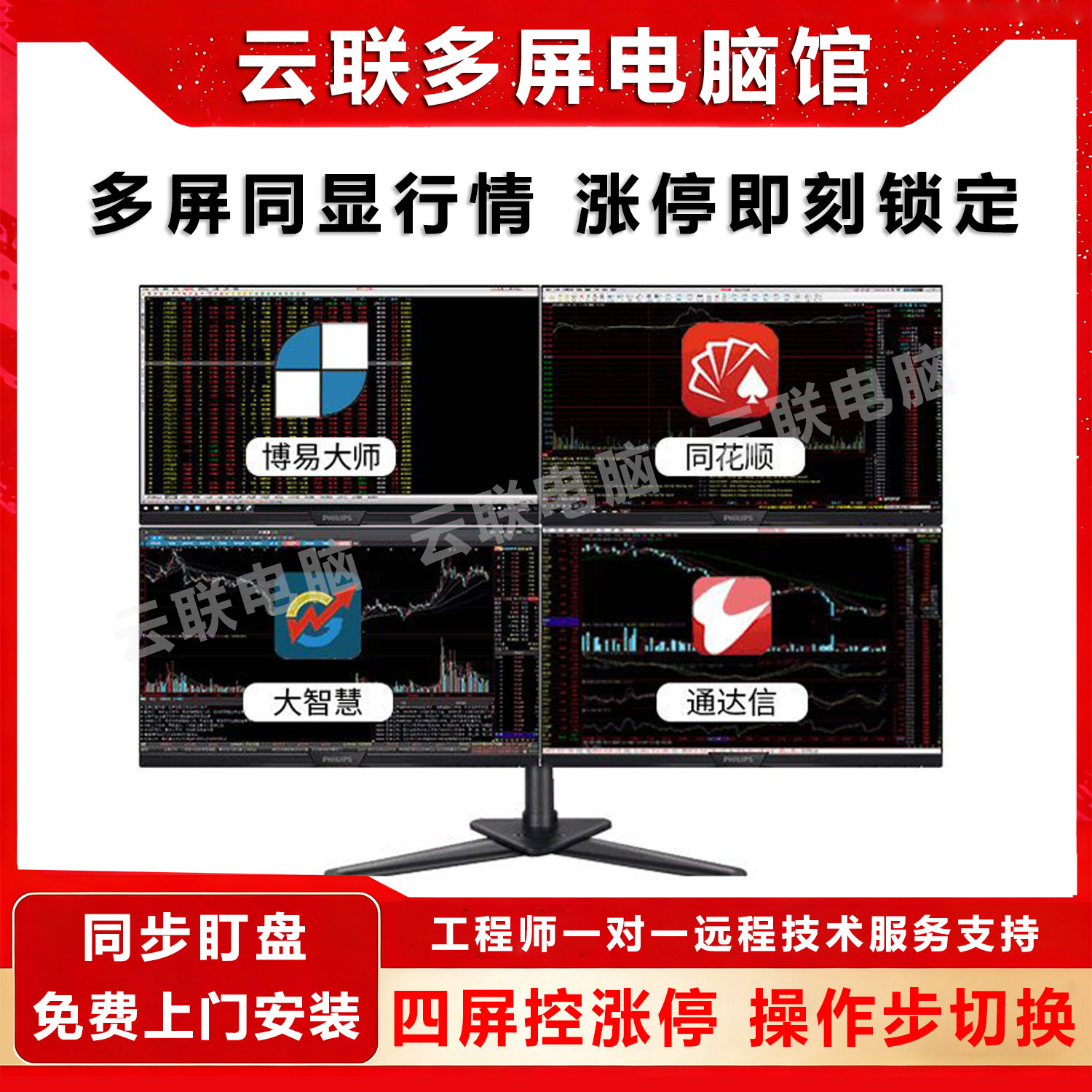 专业四屏炒股一机多屏4屏六屏电脑金融炒股证券外汇期货8屏幕主机
