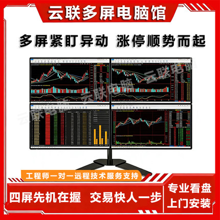 专业一机多屏主机炒股专用电脑四连屏6联屏股票看盘操盘期货
