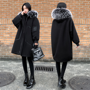 派克服女2025新款冬季皮草中长款外套大衣獭兔皮毛一体内胆可拆卸