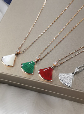 S925纯银扇形项链女轻奢小众设计感高级感时尚简约锁骨链送女友