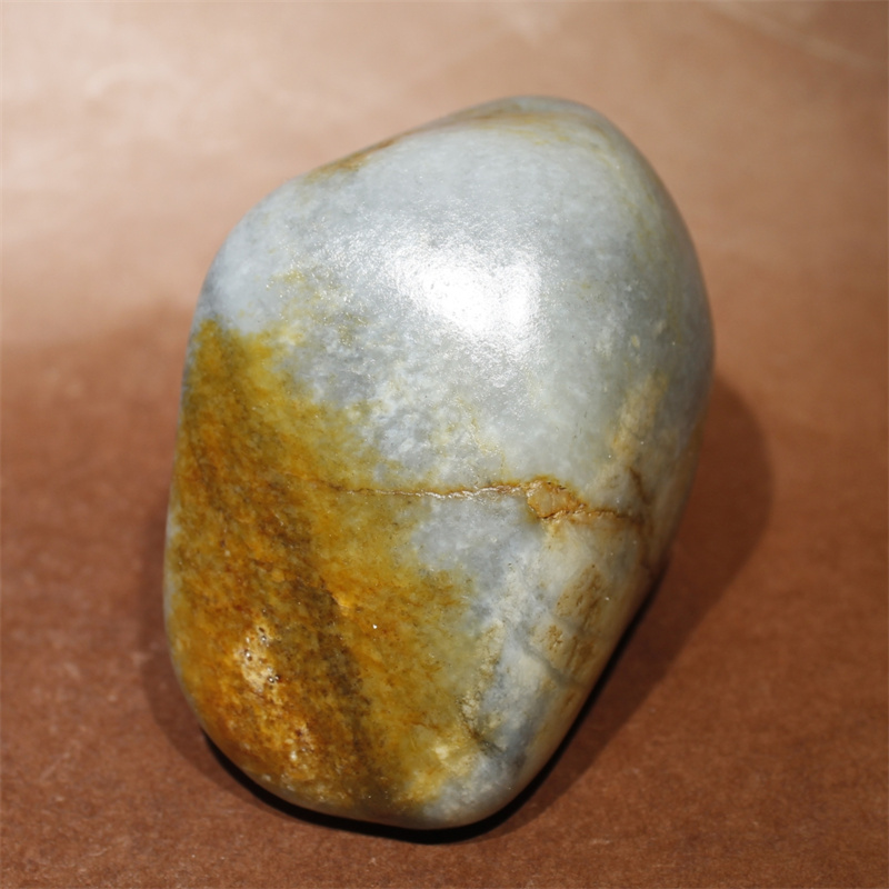 317克真皮青花籽料原石手把件和田玉天然玉石摆件籽雕刻作料独籽