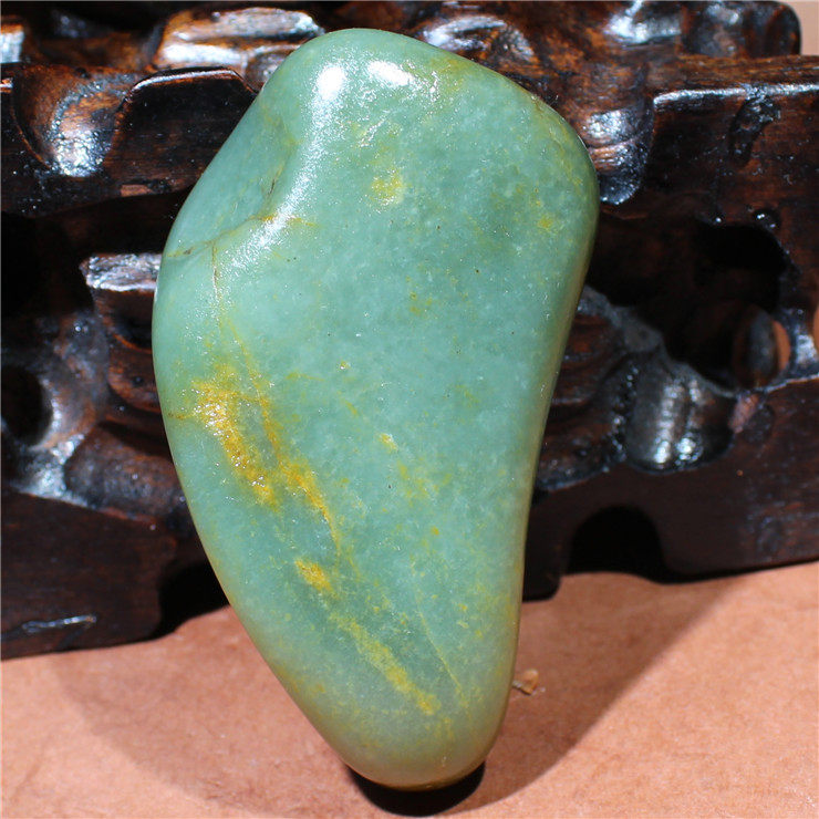 正宗新疆和田玉籽原石把件167克真皮好肉好型细润独籽真品雕工D