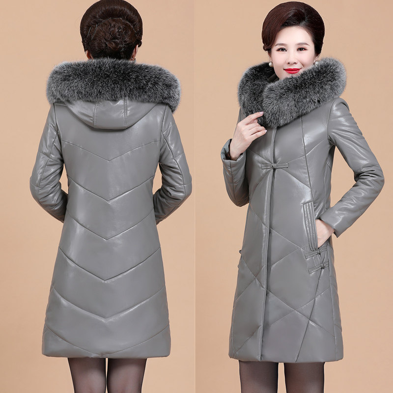 真皮羽绒服女中长款2025新款海宁皮衣女外套加绒加厚妈妈冬装皮草