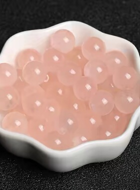 天然马粉散珠圆珠马达加斯加 奶油体粉晶diy手串手链配件配饰材料