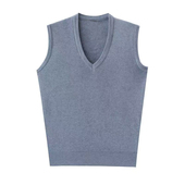 鸡心领背心 套头无袖 纯色针织衫 休闲打底马甲 中老年男士 春秋款