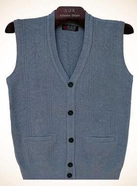 爸爸秋装毛衣马甲中年男士背心中老年人针织开衫老人坎肩男装马夹