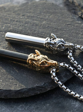 个性嘻哈狼头口哨项链男可吹响