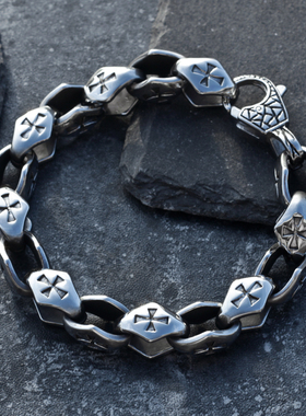 镂空十字架日韩风钛钢夜店手链