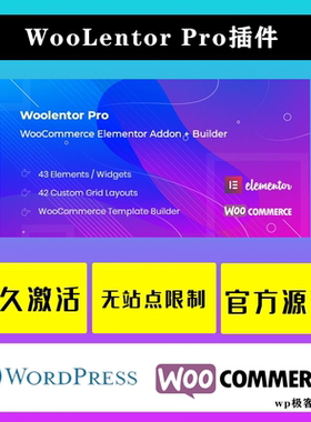WooLentor Pro WP插件 中文版 Elementor扩展小工具插件