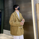 23冬季港风新款加绒加厚短款牛角扣毛呢大衣外套504-F13-P90控138，男装毛呢大衣，星座504