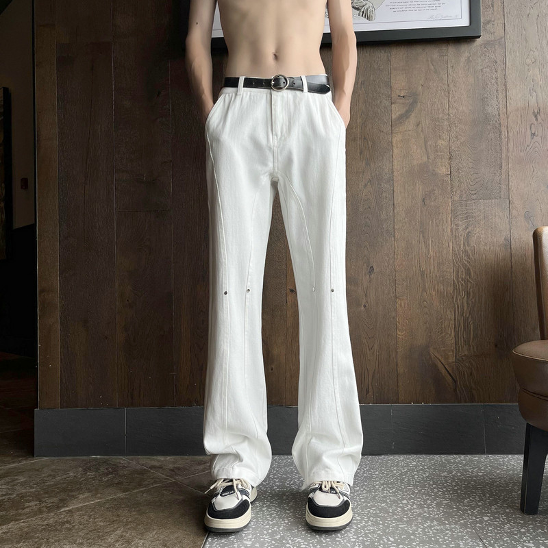 加绒加厚微喇叭弧形拼接牛仔裤504-K806-P55控79（加绒P65控89）,男装牛仔裤,星座504