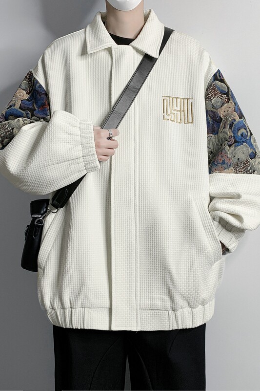 26新款小香风小熊撞色拼接潮流上衣夹克外套504-W662-P65,男装夹克,星座504