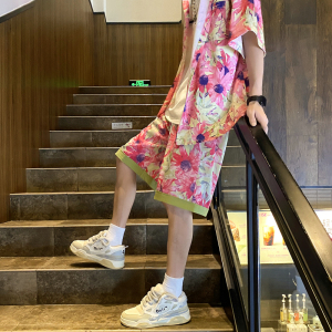 23夏季抖音新款印花衬衣短袖男女同款花衬衫504-W690-P45控59