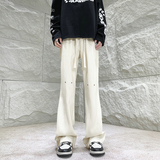 26港风铆钉垂感冰丝喇叭西裤加长休闲裤直播品控504-K812-P55控79，男装西裤，星座504