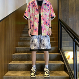 23夏季抖音新款印花衬衣短袖男女同款花衬衫504-W690-P45控59，男装T恤，星座504
