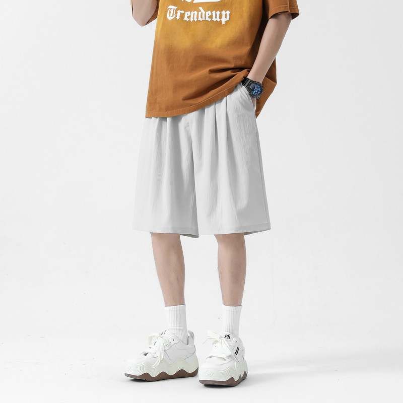 2023直播品控感皱布短裤男休闲宽松中裤五分裤潮504-K330-P20,男装休闲裤,星座504