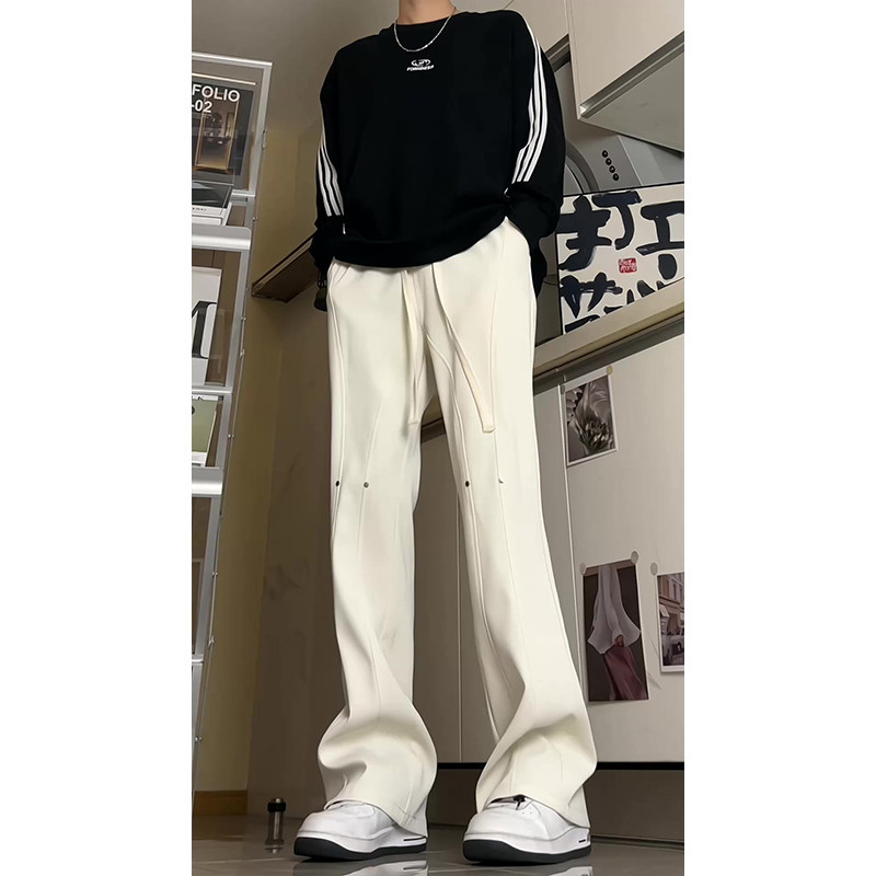 26港风铆钉垂感冰丝喇叭西裤加长休闲裤直播品控504-K812-P55控79，男装西裤，星座504